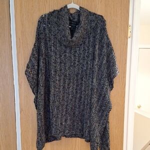 Lane Bryant Black and Gray Poncho Sweater